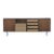 A classic and iconic mid century modern credenza designed by Florence Knoll for Knoll c. 1950s. A walnut case with...