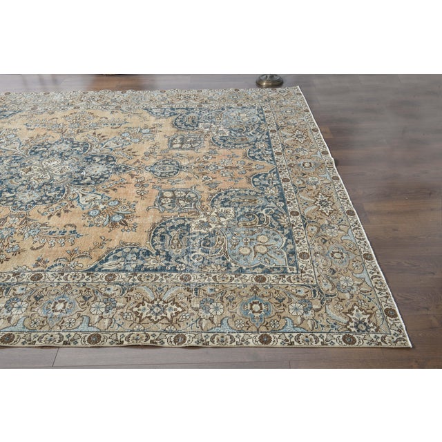 1970s 1970s Vintage Persian Handmade Wool Cotton Orange Area Rug For Sale - Image 5 of 11