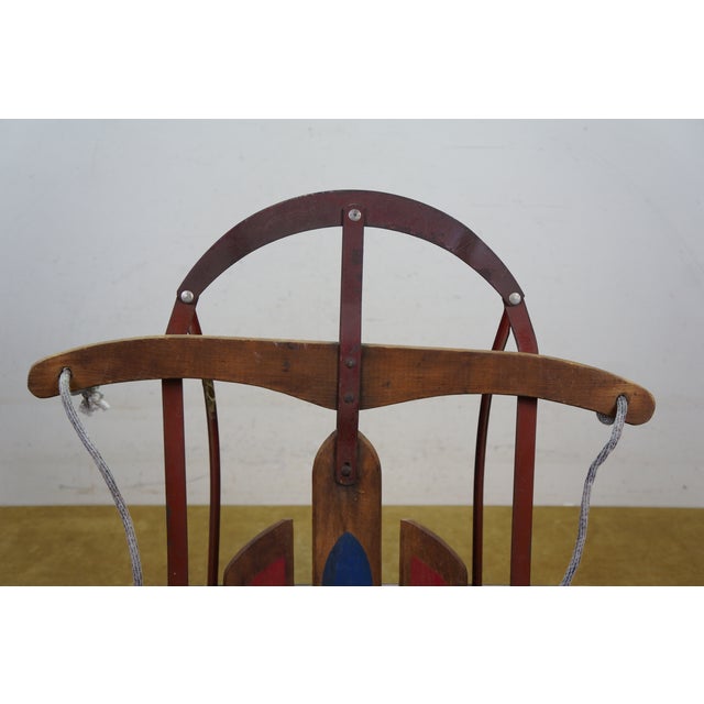 Mid Century Royal Racer Oak & Metal Sled Flexible Flyer Style Snow Sleigh For Sale - Image 4 of 18