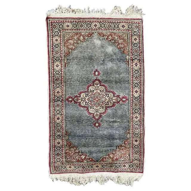 Small Vintage Turkish Kayseri Silk & Cotton Rug For Sale - Image 16 of 16