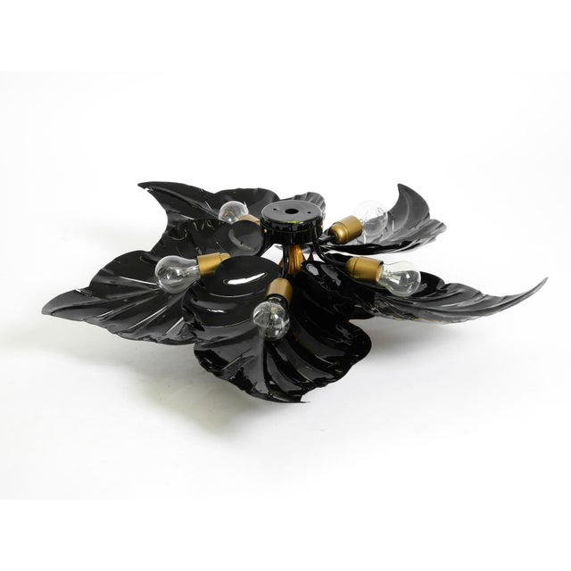 Large Black and Gilt Metal Floral 5-Arm Ceiling Lamp by Hans Kögl, 1980s For Sale - Image 13 of 18