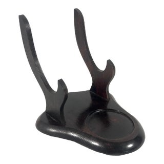 Vintage Dark Brown Wood Traditional Cup and Saucer Display Stand For Sale