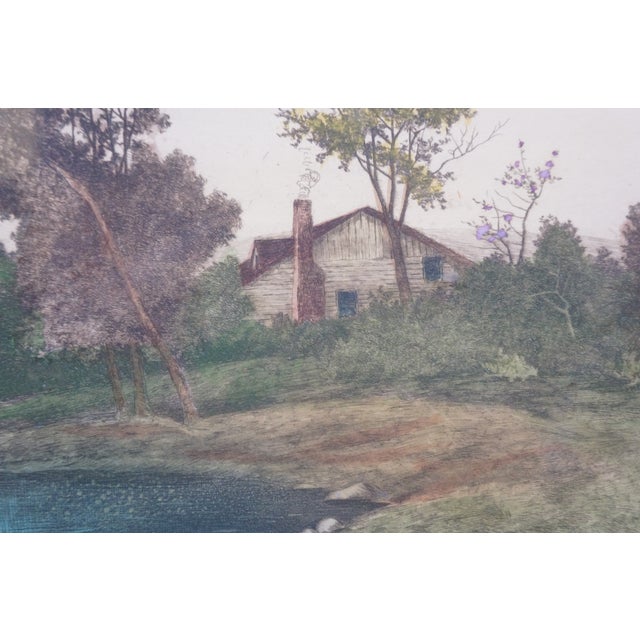 Antique George William Bohde in the Cove Colored Coastal Riverscape Etching 35" For Sale - Image 6 of 11