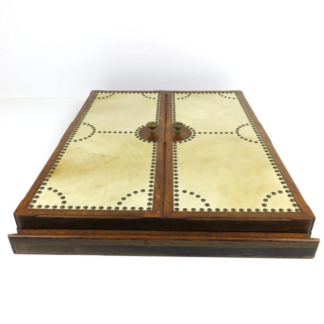 Art Deco Oak Tri Fold Wall Mirror Cabinet with Parchment Panels, 1930 For Sale - Image 3 of 18