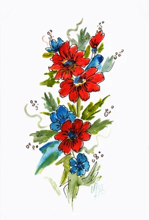 Watercolor Still Life Painting - Flores