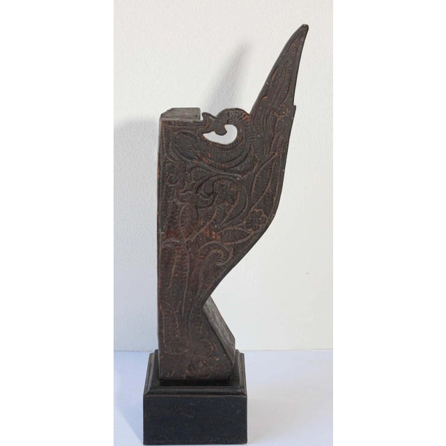 Antique architectural carved wood temple truss fragment from Rajasthan, India. Large and heavy wood hand carved fragment...