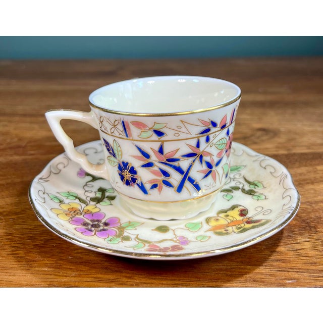 Zsolnay Early 20th Century Zsolnay (Hungary) Hand-Painted Teacup and Saucer For Sale - Image 4 of 7
