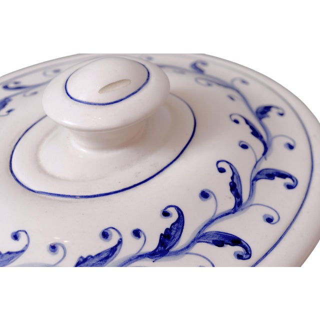 Blue Mancioli Italian Ceramic Kitchen Cannisters, Set of 3 For Sale - Image 8 of 9
