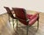 Mastercraft Chairs ~ Pair Vintage Mastercraft Style Red Hollywood Regency Brass Arm Chairs For Sale - Image 4 of 7