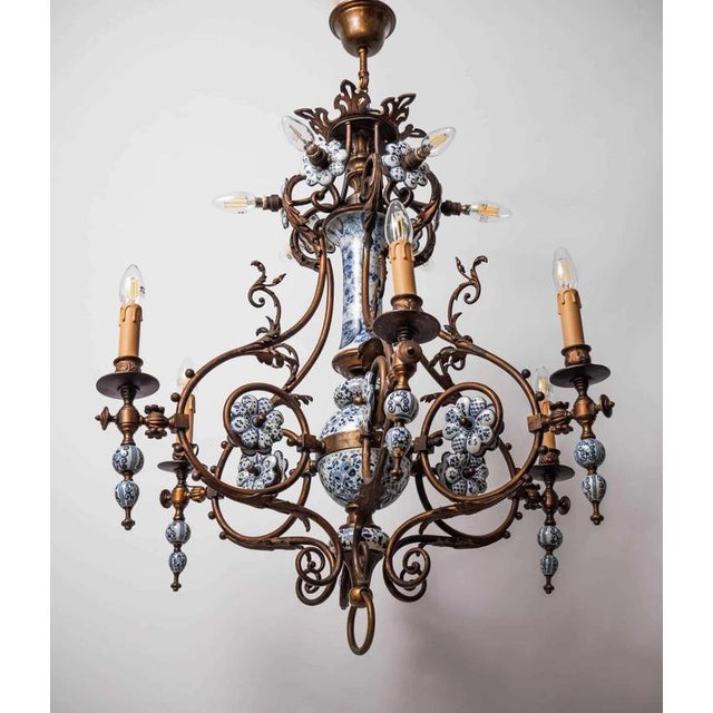 Goldenrod Large Antique Delft Chandelier For Sale - Image 8 of 14