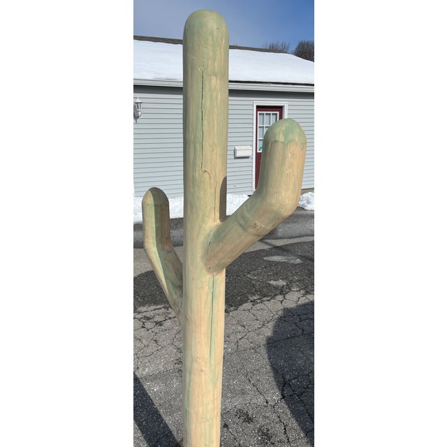American Handmade Wood Southwest Style Cactus Sculpture For Sale - Image 3 of 7