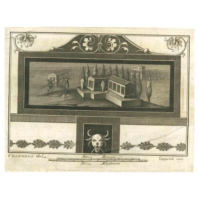 Francesco Cepparoli, Ancient Roman Fresco, Etching, 18th Century For Sale