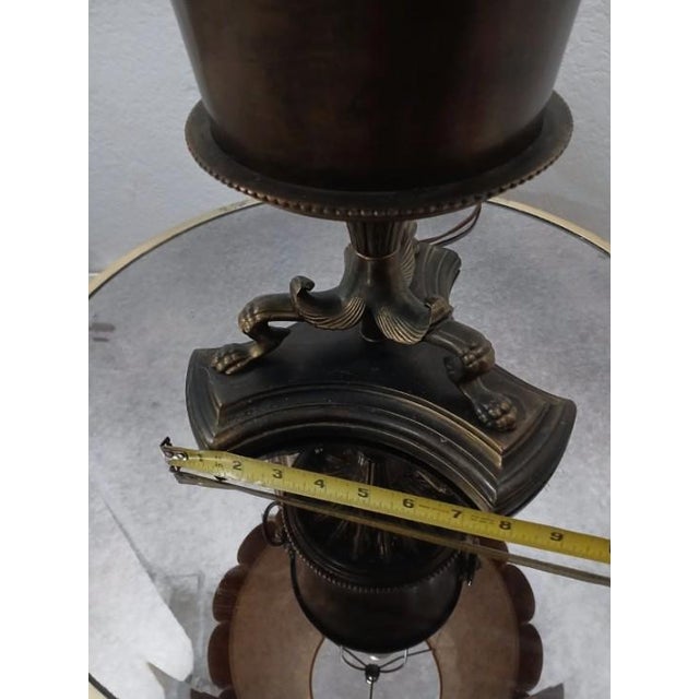 1950 Stiffel Large Lamp Lion Heads Feet Neoclassical Brass W Shade Dark Academia For Sale - Image 13 of 18