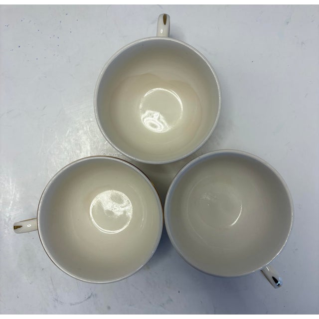 Mid 20th Century 1940s Vintage Crown Potteries Floral Teacups & Saucers Set of 3 For Sale - Image 5 of 9