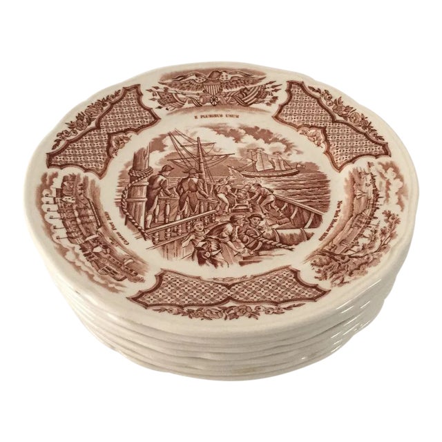 Vintage "New York Harbor" Dessert Plates - Set of 9 For Sale