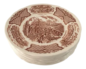 Vintage "New York Harbor" Dessert Plates - Set of 9