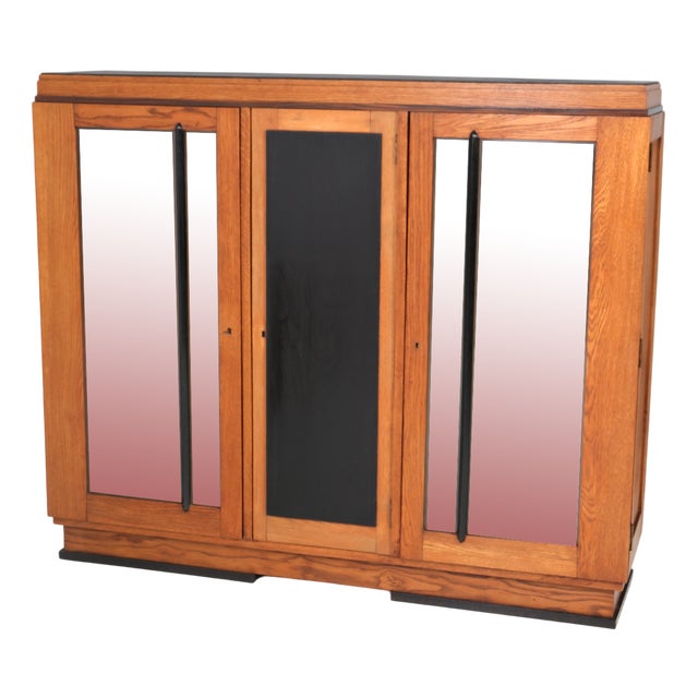 Art Deco Modernist Oak Three-Door Bookcase, 1920s For Sale