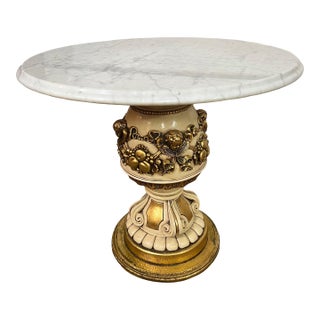 Set of 2 1966 Fuggiti Studios Cherub Hollywood Regency Marble Stands For Sale