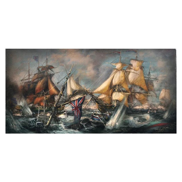 Battleship - John Stevens Italia 2007 - Oil on canvas cm.40x80. White lacquered or gold leaf gilded wooden frame cm.55x95....