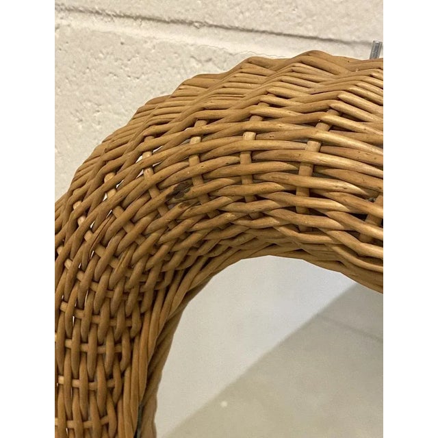 Mid-Century Modern Oval Mirror in Wicker and Bamboo, 1980s For Sale - Image 3 of 8