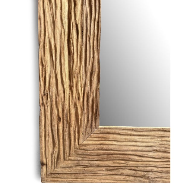 Deep Grain Rustic Wood Full Length Mirror For Sale - Image 4 of 5