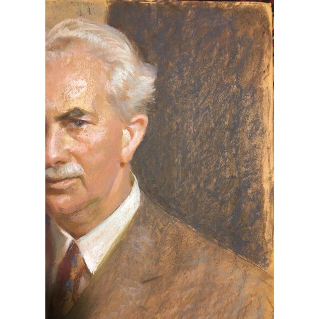 Modern Reusing Fritz, Portrait of a Gentleman with Cigarillo, 1940, Pastel For Sale - Image 3 of 13
