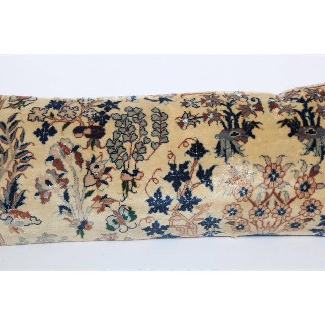Authentic Vintage Rug Pillow Cover – Handwoven Floral Motif Throw Cushion Cover -12'' X 35'' For Sale In Tampa - Image 6 of 11