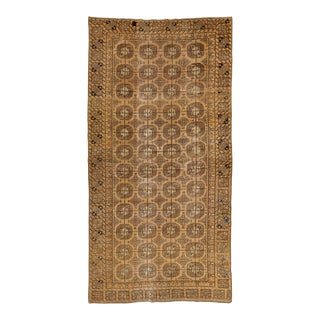 1900s Antique Khotan Wool Rug Handmade in Tan Color With Geometric Pattern For Sale