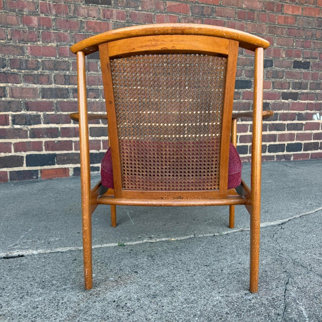 Wood Folke Ohlsson for Dux “Dallas” Caned Lounge Chair Mid Century Modern For Sale - Image 7 of 12