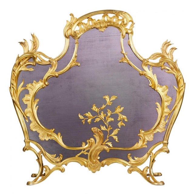 Louis XV Style Gilt Bronze Fireplace Screen, France, 19th Century For Sale - Image 5 of 5