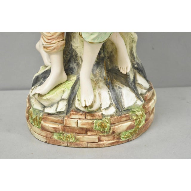 Ceramic Vintage 1964 Azzolin Brothers Ceramic Boy & Girl Large Courting Statue Figurine For Sale - Image 7 of 15