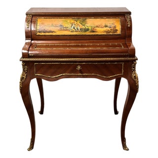 Late 20th Century French Louis XV Vernis Martin Style Rolltop Desk For Sale