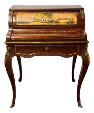 Late 20th Century French Louis XV Vernis Martin Style Rolltop Desk