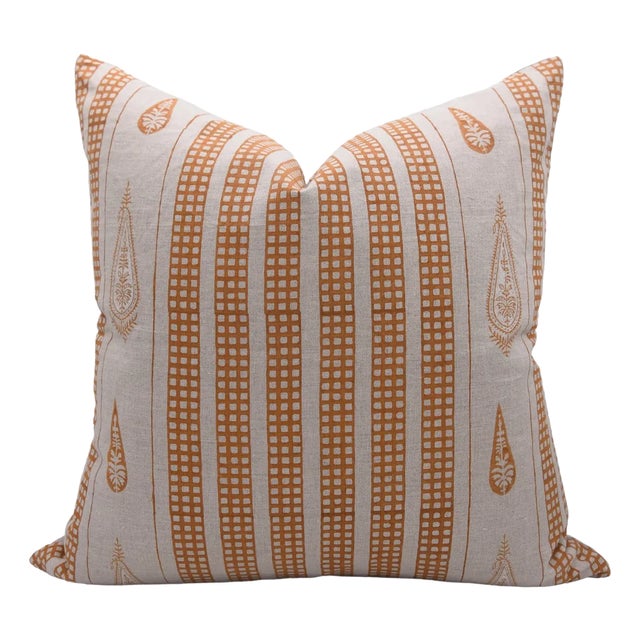 Fabdivine Handcrafted Block Print Cushion Cover 14x14 Inch Pure Linen-Urban Flag For Sale