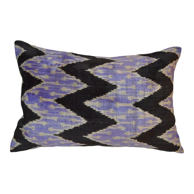 Silk Uzbek Ikat Velvet Hand Made Pillow Cushion For Sale