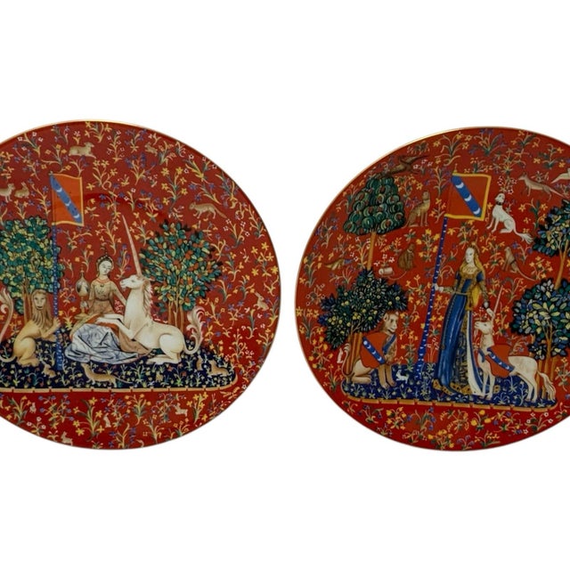 Vintage Haviland Limoges La Dame a La Licorne Plates Sight & Smell 1978 & 1980 in Boxes For Sale - Image 11 of 11