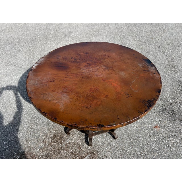 1940s Hammered Copper Dining Table, Wrought Iron Table Base For Sale - Image 6 of 10