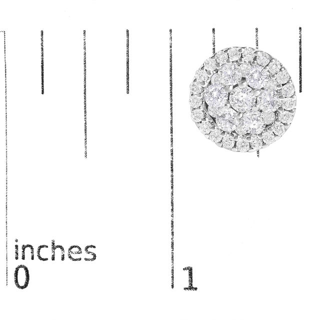 AGS Certified 14K White Gold 1.0 Cttw Brilliant-Cut Diamond Halo-Style Cluster Round Button Stud Earrings (G-H Color, I1-I2 Clarity) For Sale In New York - Image 6 of 6