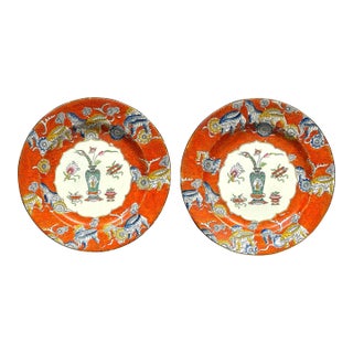 Pair of Ashworth Chinoiserie Bandana Wear Plates, Circa 1870 For Sale