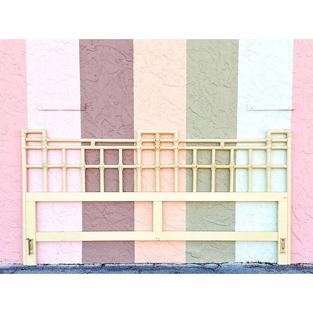 Palm Beach Regency Ficks Reed Rattan King Headboard All pieces are sold in nice as found vintage condition. See photos....