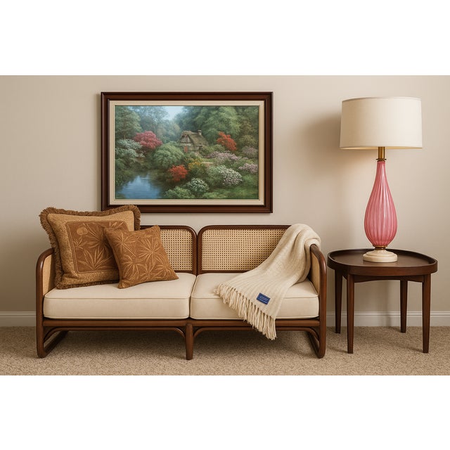 Wood 1980s Large Framed Oil Landscape For Sale - Image 7 of 10