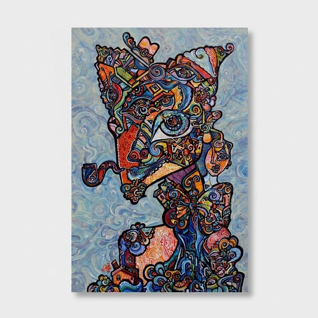 This is a one-of-a-kind original cubist painting by San Diego artist, Alexander Arshansky. Its dimensions are 36" x 24" x...