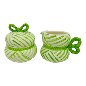 Palm Beach Style Cream and Sugar Set With Bow Details