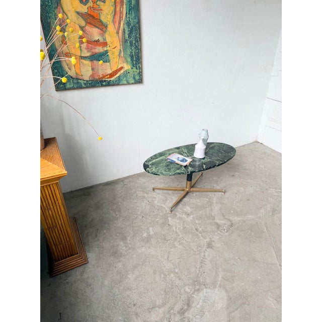 Green Marble and Brass Coffee Table attributed to Michel Kin for Arflex, 1960s For Sale - Image 11 of 18