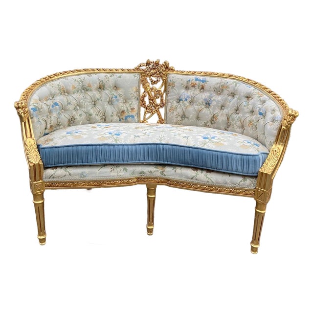 Late20C French Maker Louis XVI Gold Beech Settee - 1 Pc For Sale