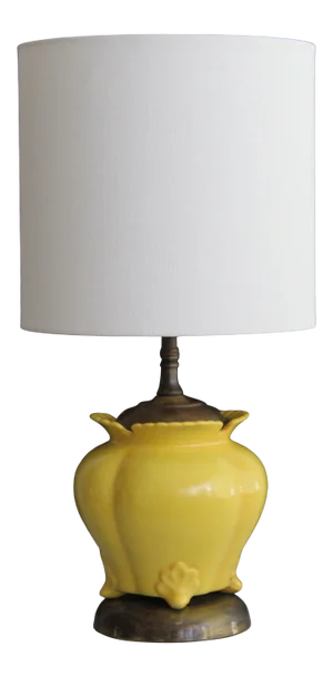 1930s Czechoslovakian Style Pottery Lamp with Shade
