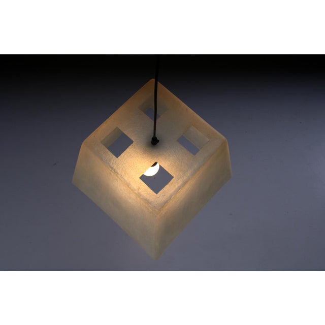 Square Transparent Fiberglass Look Pendant Lamp attributed to Roche Bobois, 1990s For Sale - Image 12 of 16