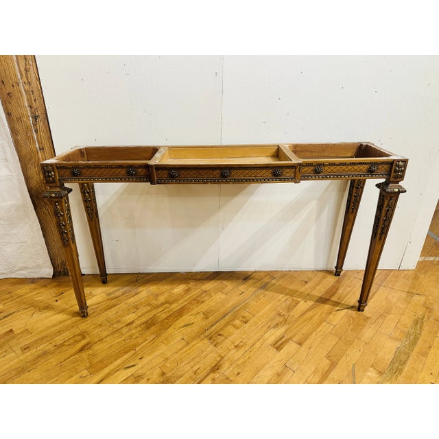 Black Maison Jansen Marble Top Console Table, Signed For Sale - Image 8 of 9