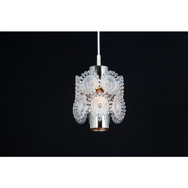 Metal Small Floral Chrome Sputnik Pendant Light, Germany, 1960s For Sale - Image 7 of 9