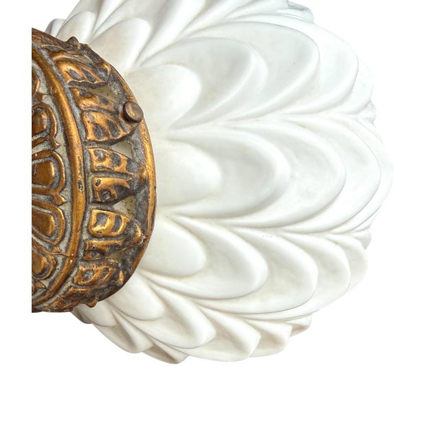 Glass 1960’s Hollywood Regency, Milk Glass, Swag Lamps - a Pair For Sale - Image 7 of 10